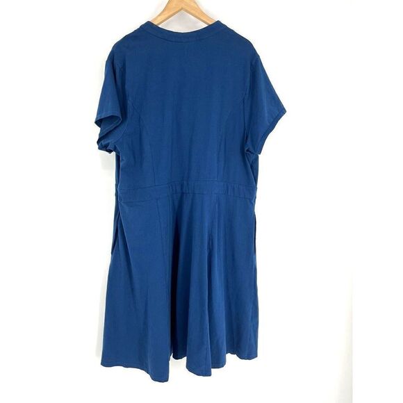 Eshakti Dress Size 22W Womens Blue Ruffle A Line Boho Stretch Knit Pockets - Picture 4 of 9